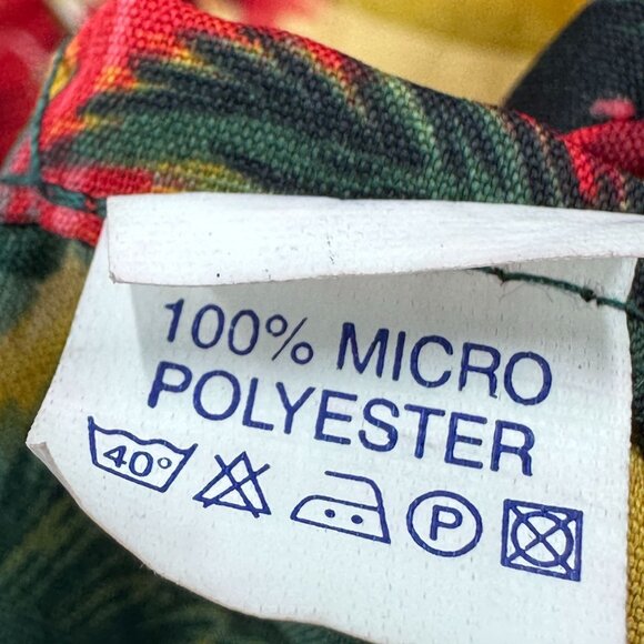 YMLA Shirt Mens Button Down Short Sleeve Hawaiian Caribbean Palms Red Green S - Picture 11 of 11